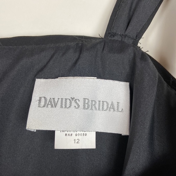 Davids Bridal 8534 Long Flowy Black Strapless Dress Bridesmaid Dress Cocktail - Picture 6 of 16